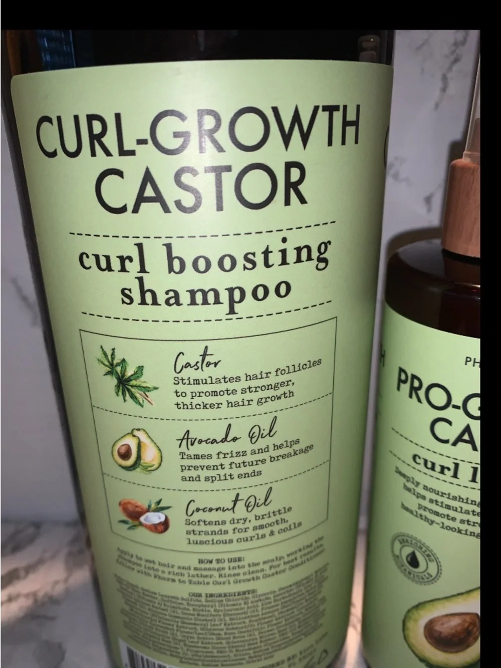 Pharm + Table Curl-Growth Castor Shampoo & Leave-In Duo - Green Avocado